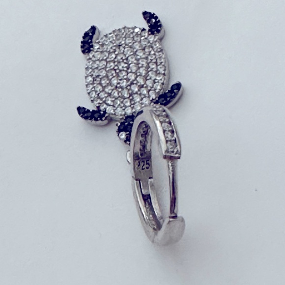 🐢925 Sterling silver turtle cz stones hoop earrings - Picture 4 of 5